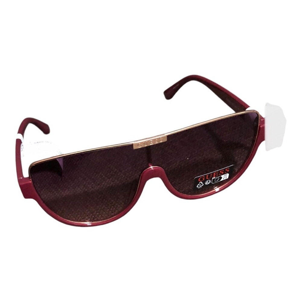 Guess square frame shield avaiator purple bordeaux gold frame faded‎ sunglasses